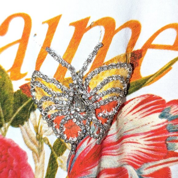 Guess Eco | Je T'aime Corset Tee Floral Graphic in Pure White | Size Medium - Picture 8 of 12